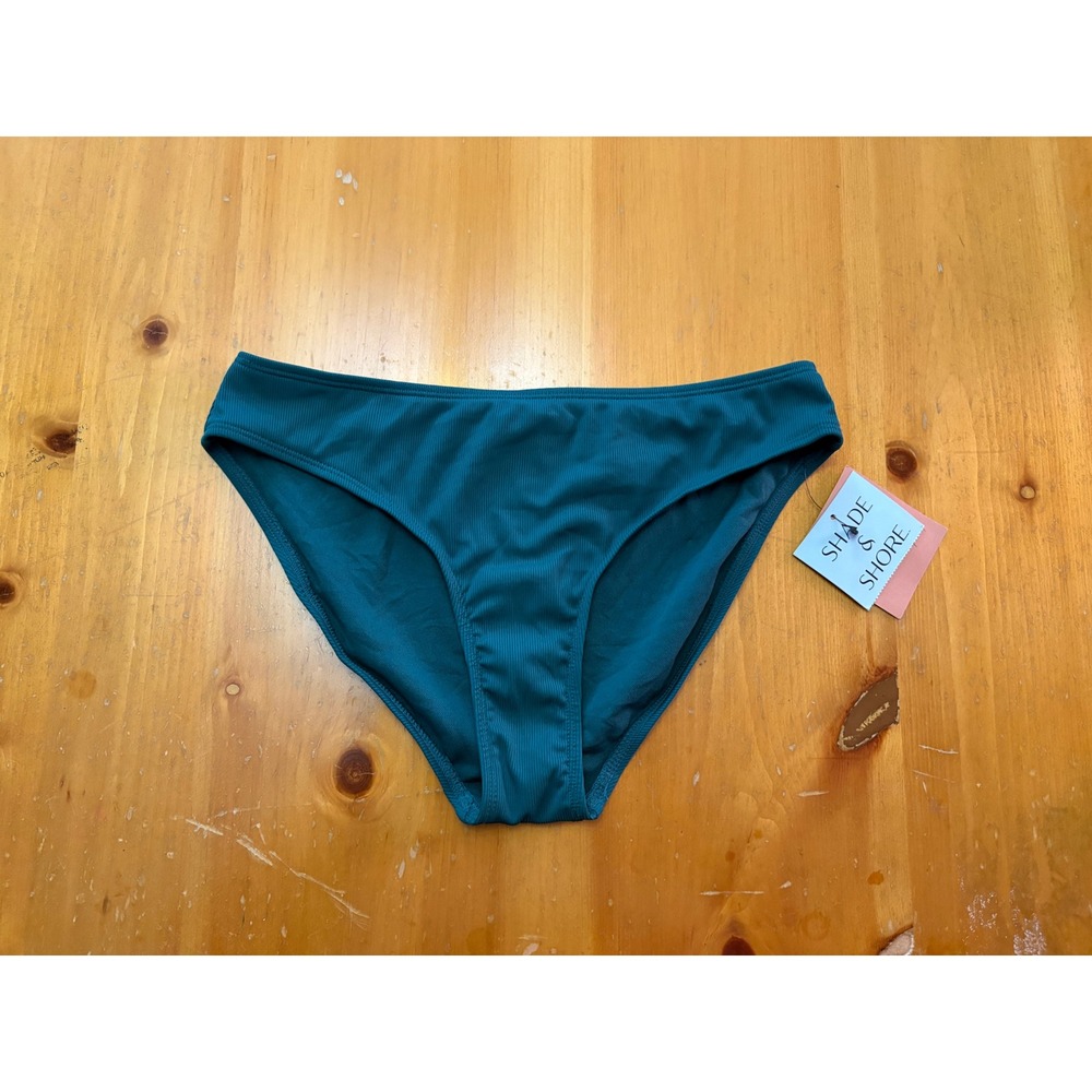 Shade & Shore Ribbed‎ Hipster Bikini Bottom Teal Green Small NWT